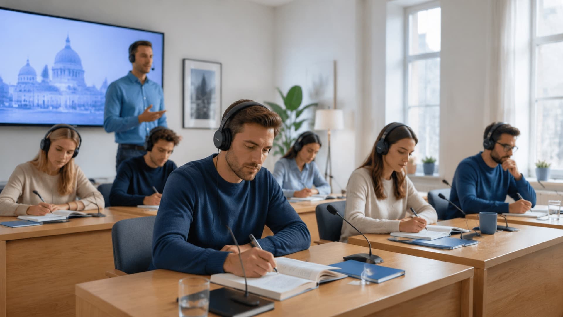 Students using speech assessment in a classroom learning environment